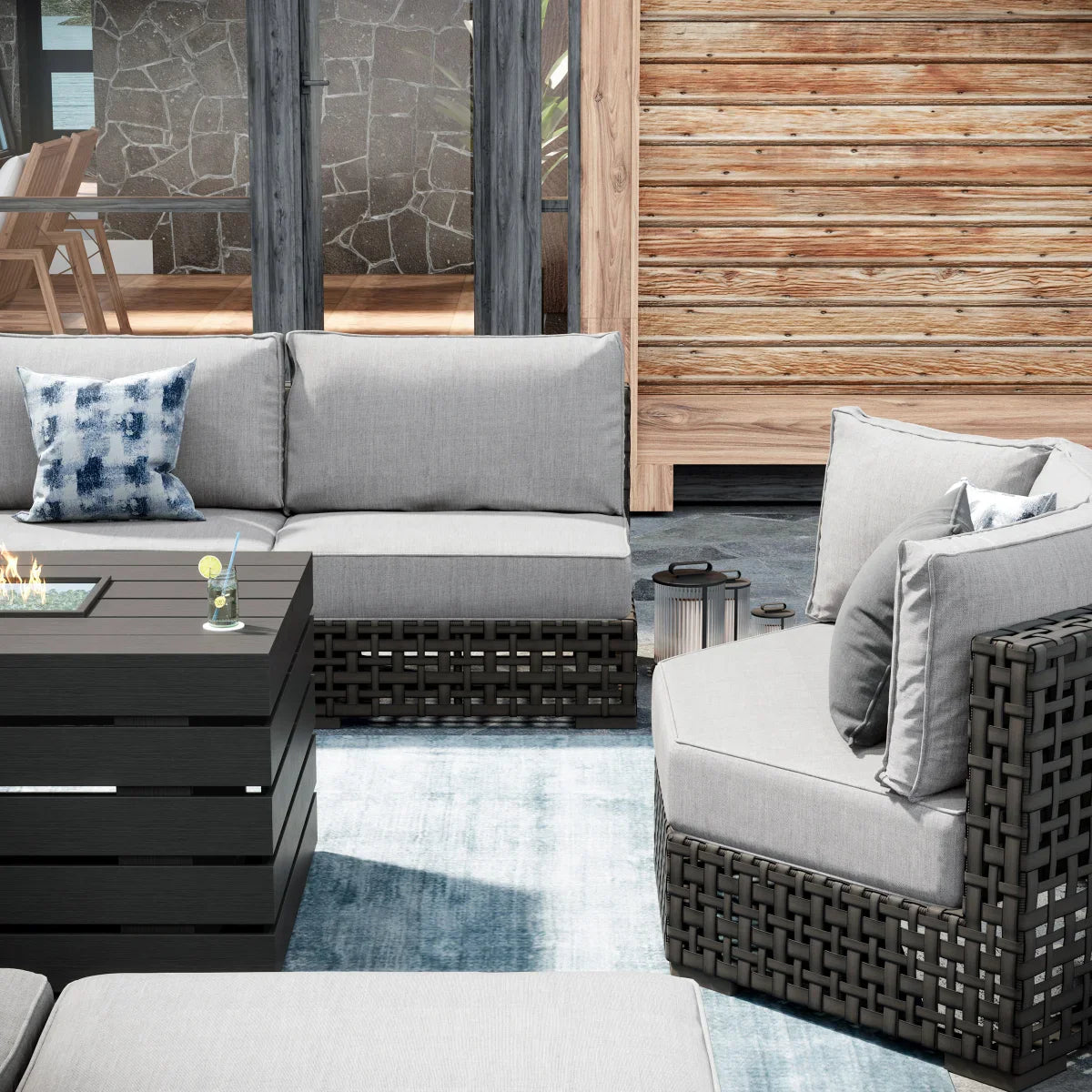 Sirio Oceanside 9-piece Fire Outdoor Seating Set