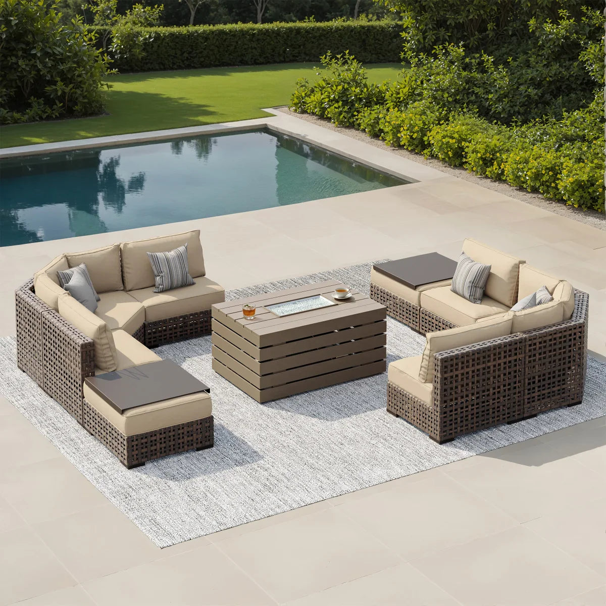 Sirio Oceanside 9-piece Fire Outdoor Seating Set