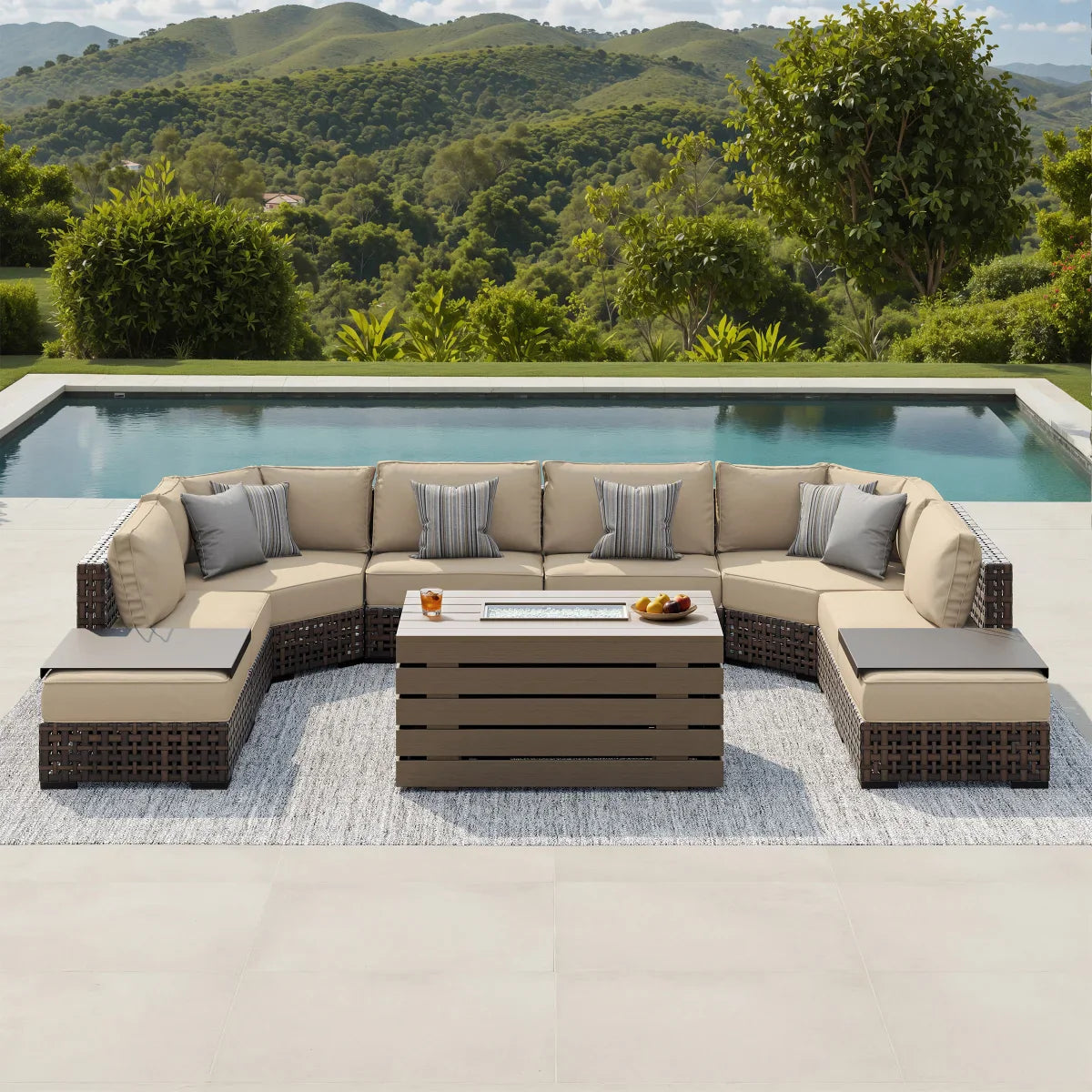 Sirio Oceanside 9-piece Fire Outdoor Seating Set
