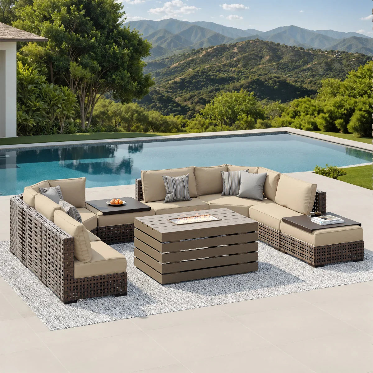 Sirio Oceanside 9-piece Fire Outdoor Seating Set