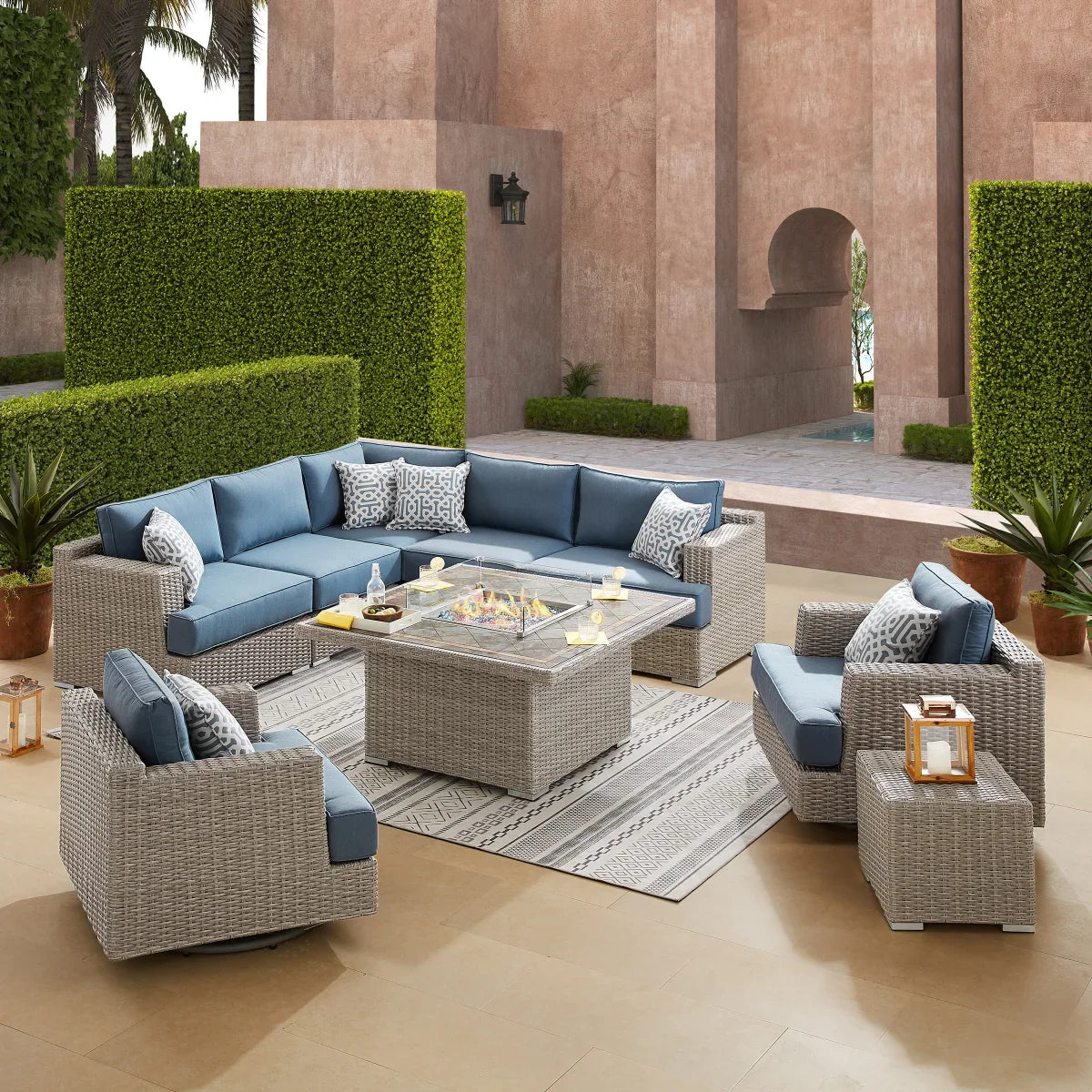 Sirio Niko 9-piece Fire Outdoor Seating Set
