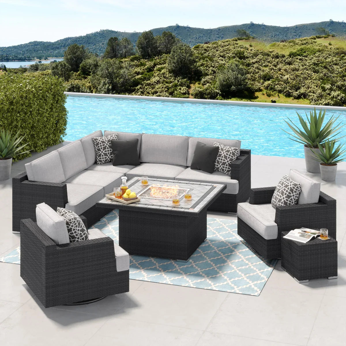 Sirio Niko 9-piece Fire Outdoor Seating Set