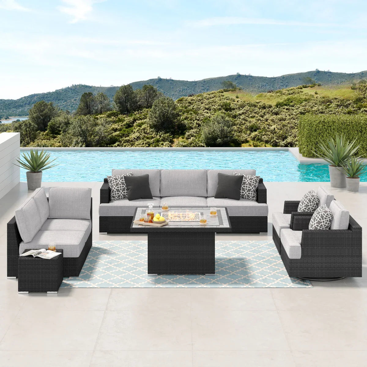 Sirio Niko 9-piece Fire Outdoor Seating Set