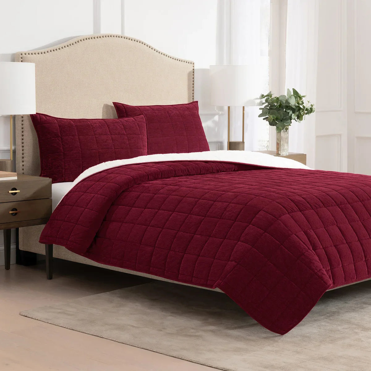 Charisma 3-piece Corduroy and Sherpa Fleece Quilt Set