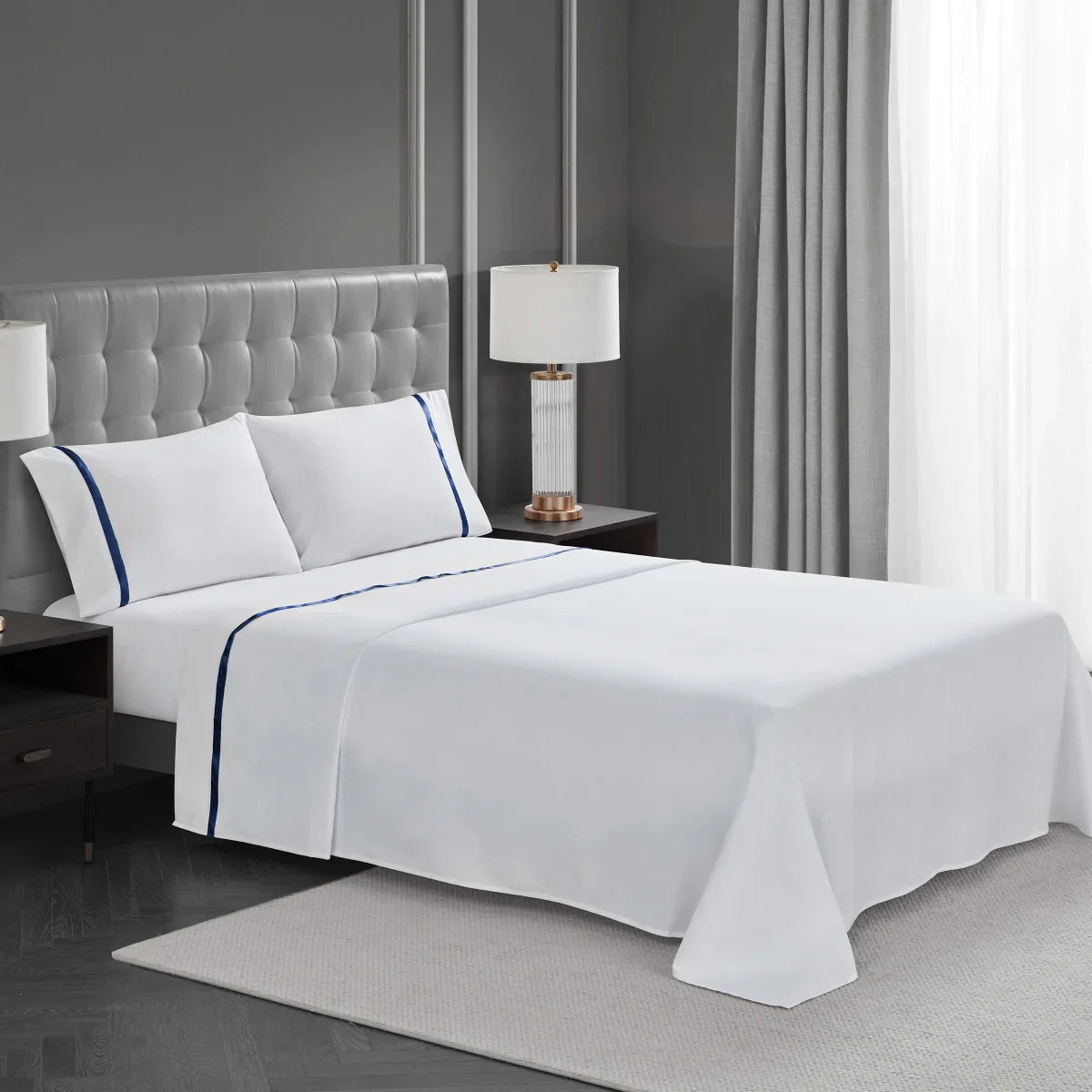 West Park Hotel Ribbon Hem 4-piece Sheet Set
