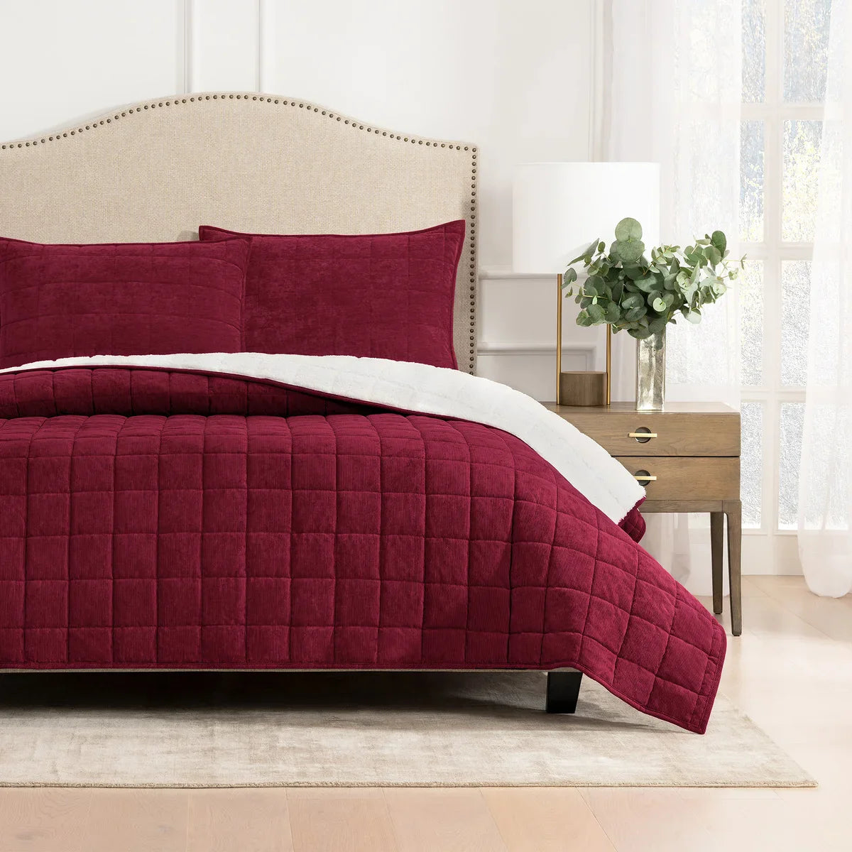 Charisma 3-piece Corduroy and Sherpa Fleece Quilt Set