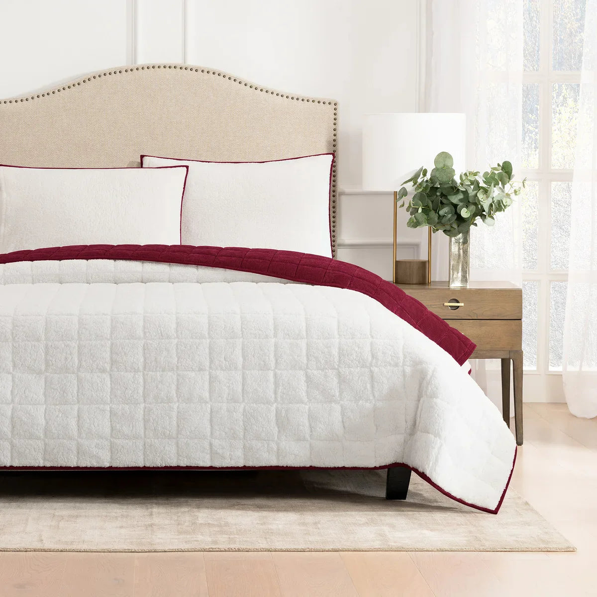 Charisma 3-piece Corduroy and Sherpa Fleece Quilt Set