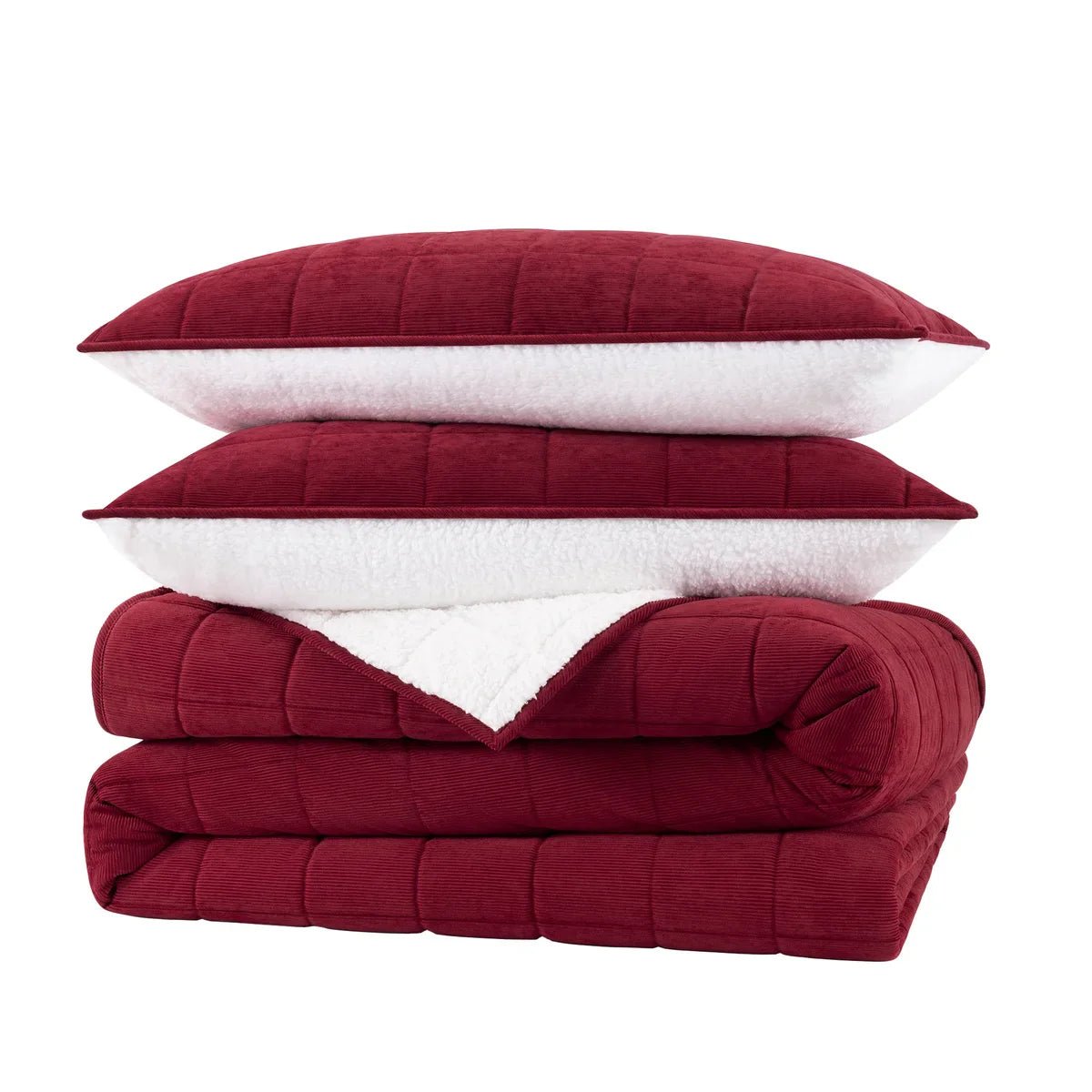 Charisma 3-piece Corduroy and Sherpa Fleece Quilt Set