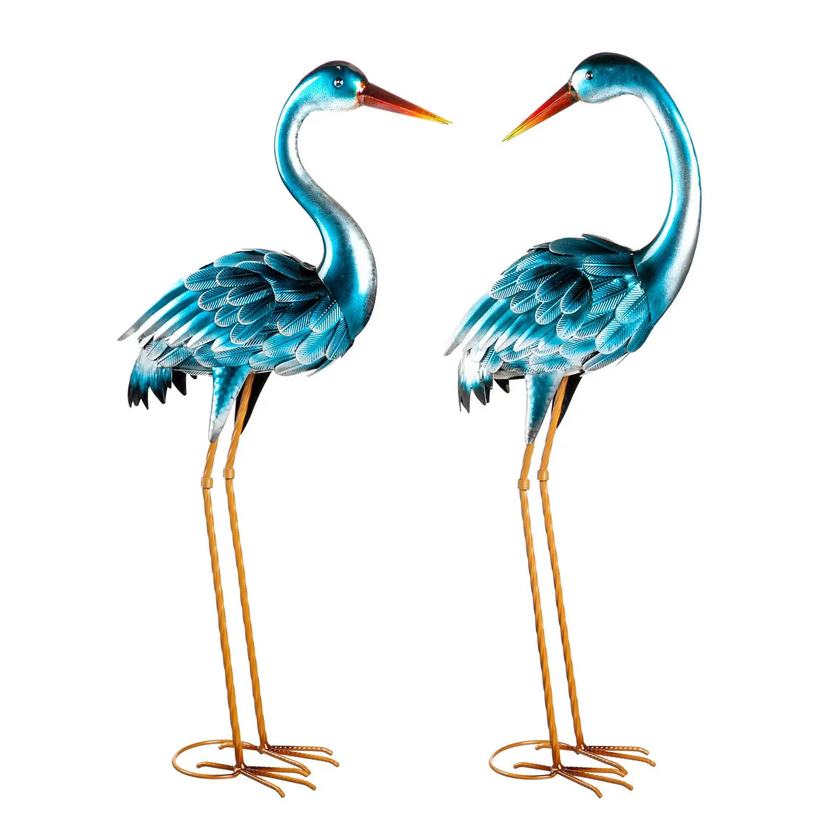 35” Blue Heron Statue Pair