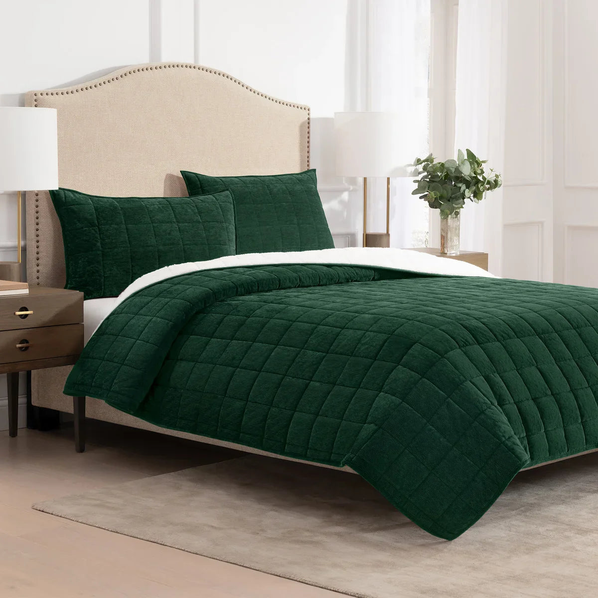 Charisma 3-piece Corduroy and Sherpa Fleece Quilt Set