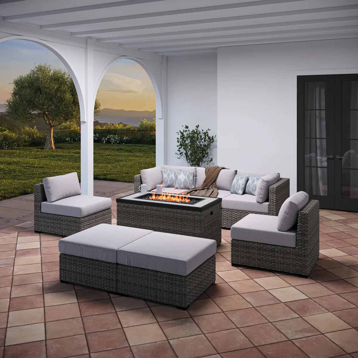 SunVilla Dorian 8-piece Modular Outdoor Seating Set