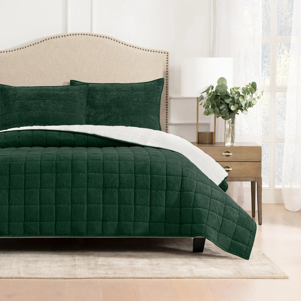 Charisma 3-piece Corduroy and Sherpa Fleece Quilt Set