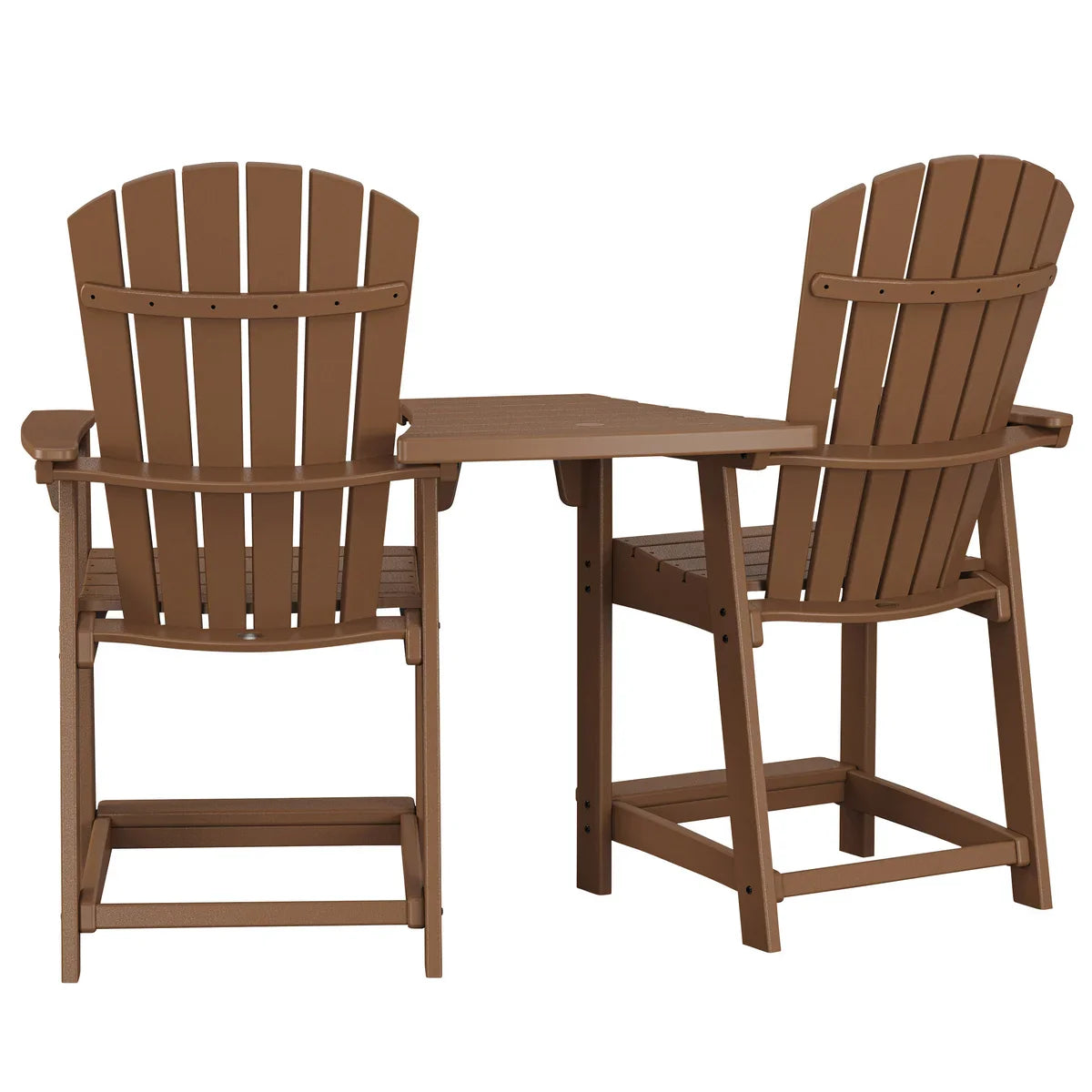 Polywood Portside 3-piece Shellback Counter Chair Set with Connecting Table