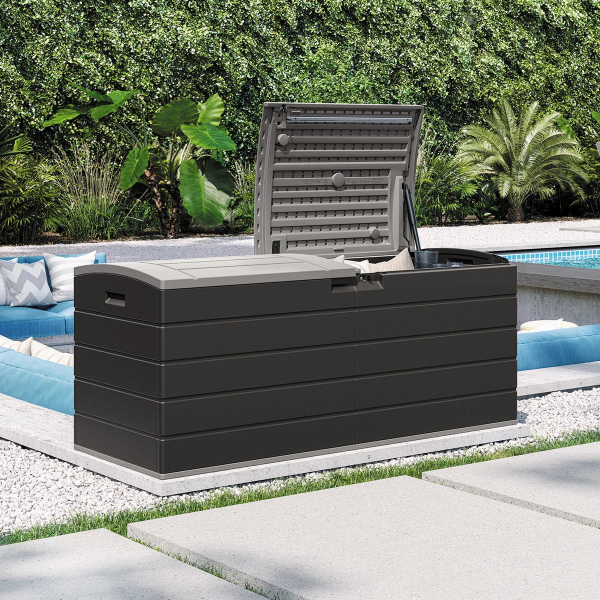 120 Gallon Split Lid Extra Large Deck Box