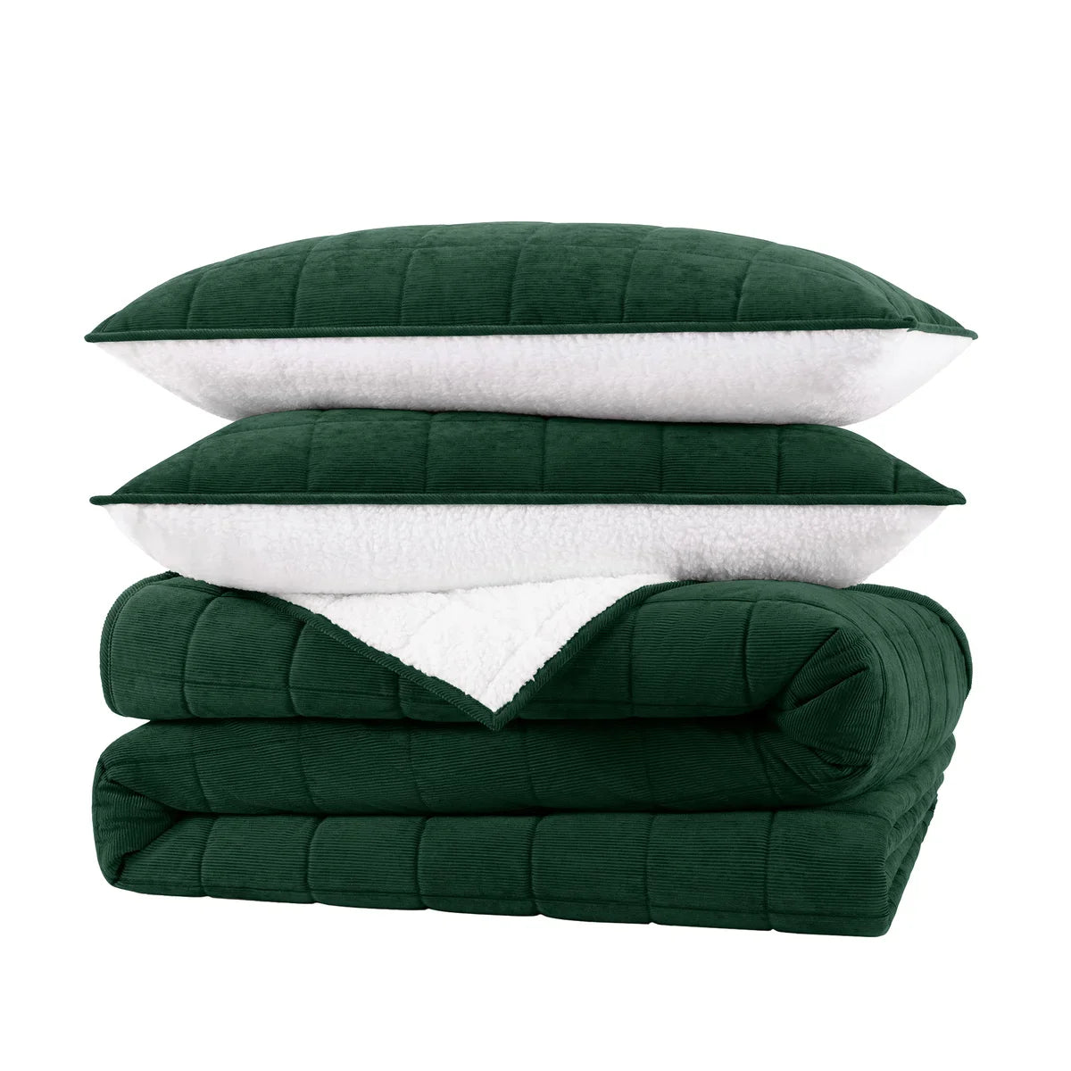 Charisma 3-piece Corduroy and Sherpa Fleece Quilt Set