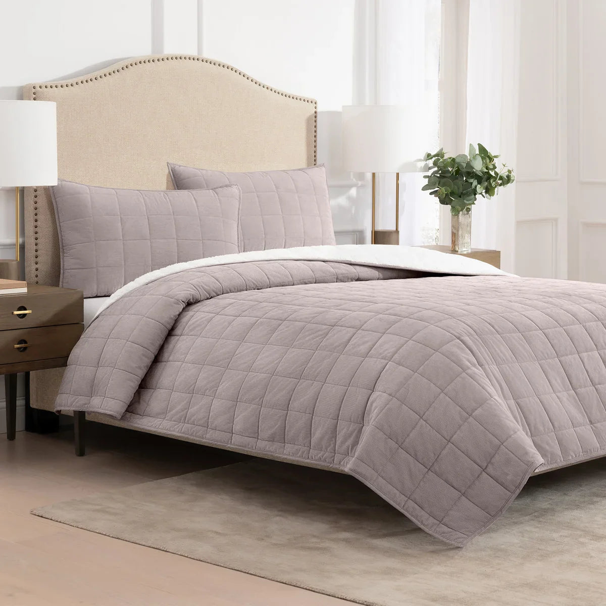 Charisma 3-piece Corduroy and Sherpa Fleece Quilt Set