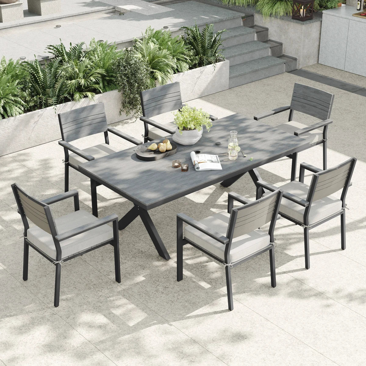 Sirio Colonial 7-piece Dining Set, Gray