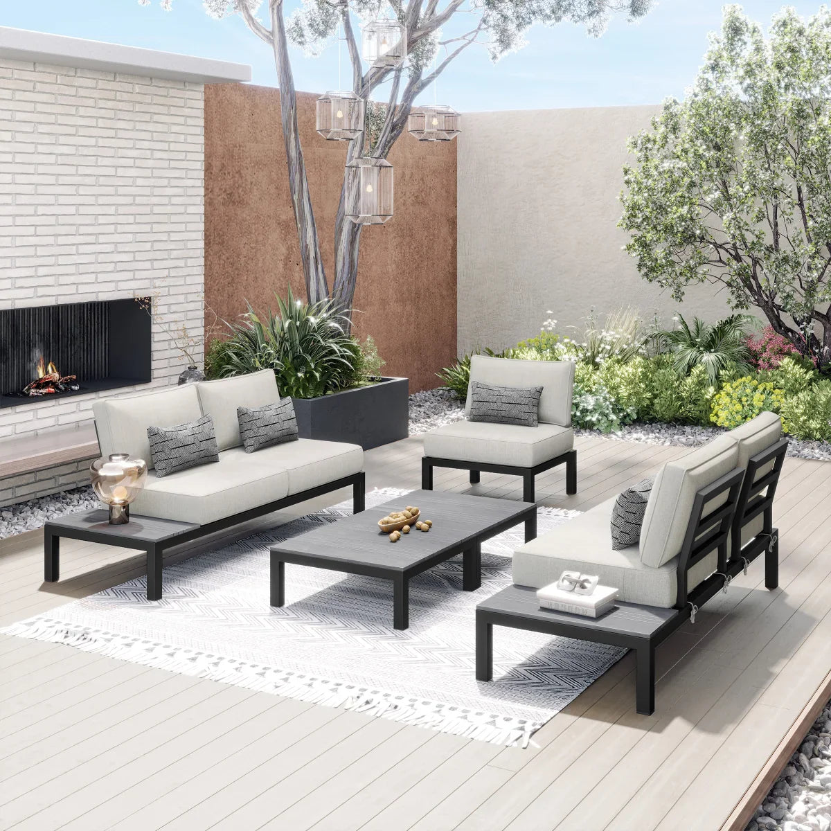 Sirio Colonial 5-piece Modular Seating Set, Gray