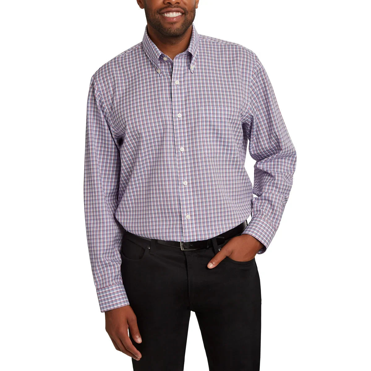 Kirkland Signature Men’s Traditional Fit Dress Shirt, Red White Blue Twill Check