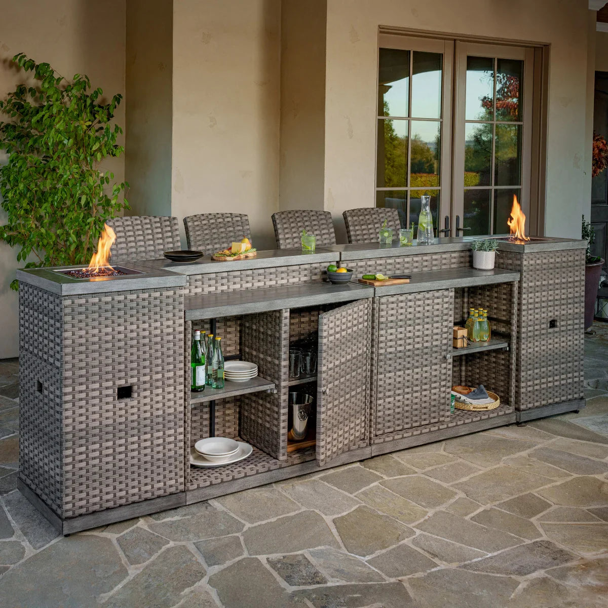 SunVilla Theo 6-piece Fire Modular Outdoor Sectional Set