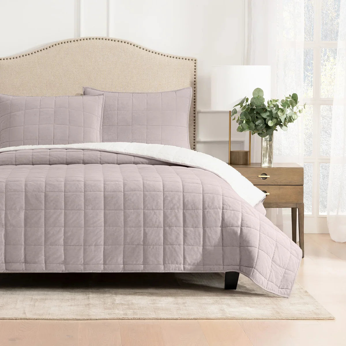 Charisma 3-piece Corduroy and Sherpa Fleece Quilt Set