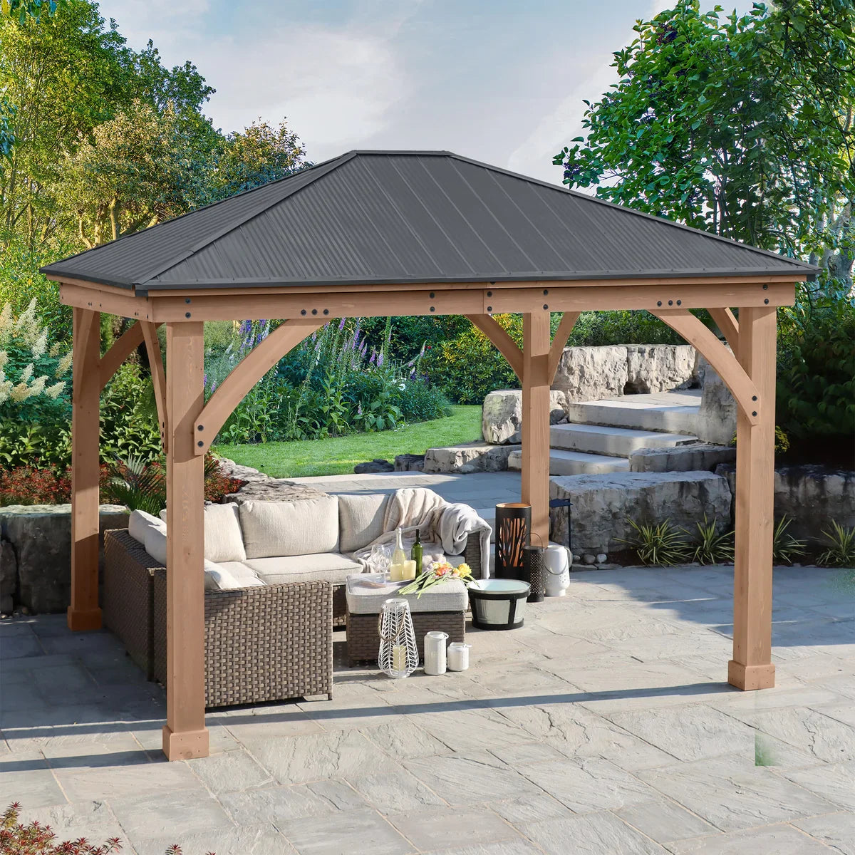 Yardistry 12' x 14' Gazebo with Aluminum Roof