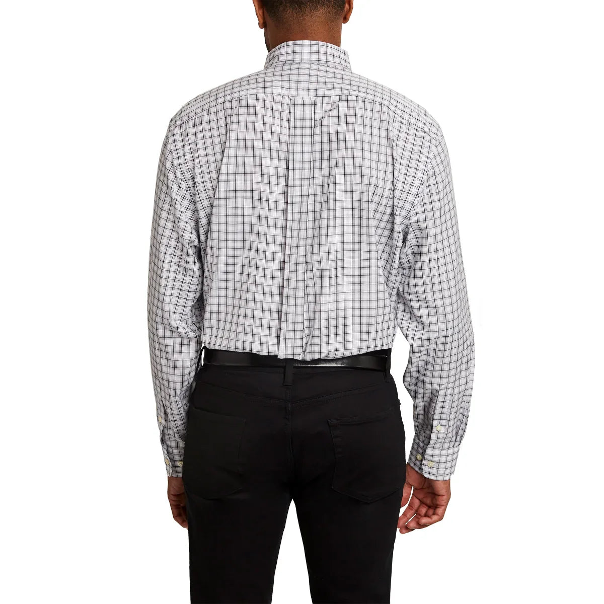 Kirkland Signature Men’s Traditional Fit Dress Shirt, Black Gray White Twill Check