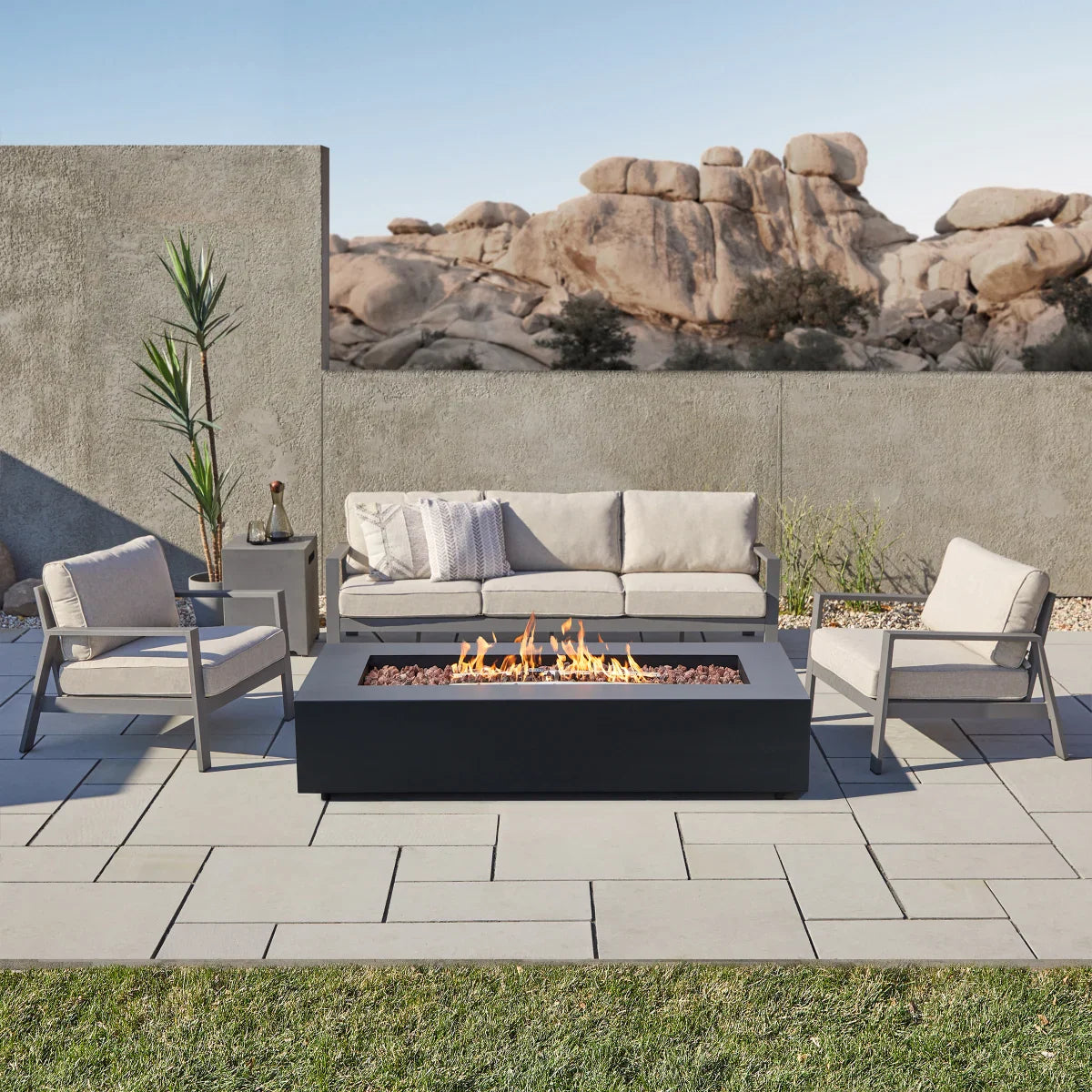 Real Flame Monaco 70" Rectangle Steel Propane or Natural Gas Fire Pit Table