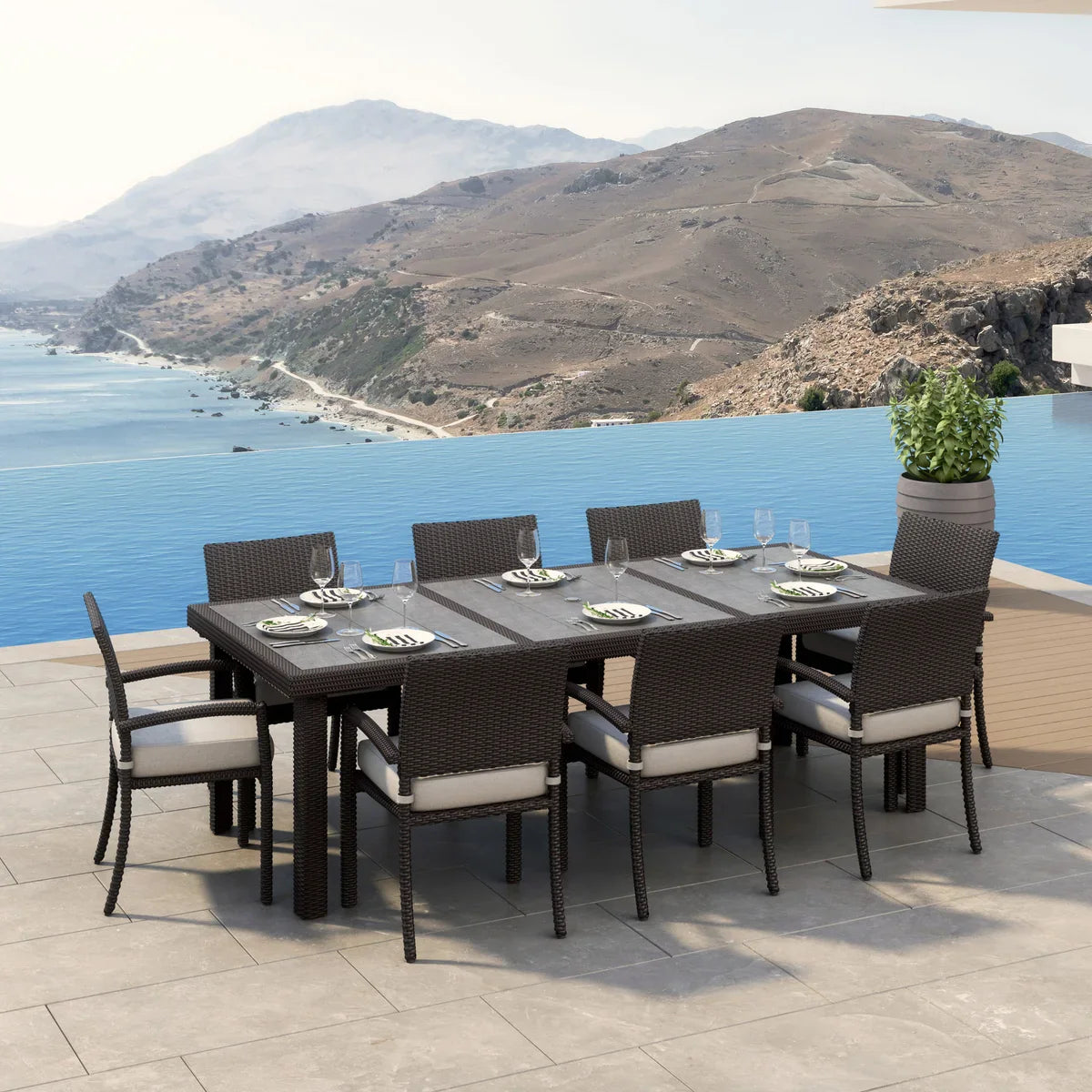 Portofino Repose 9-piece Outdoor Dining Set