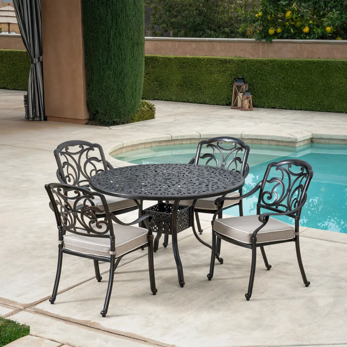 San Paulo 5-piece Patio Dining Set, Gray