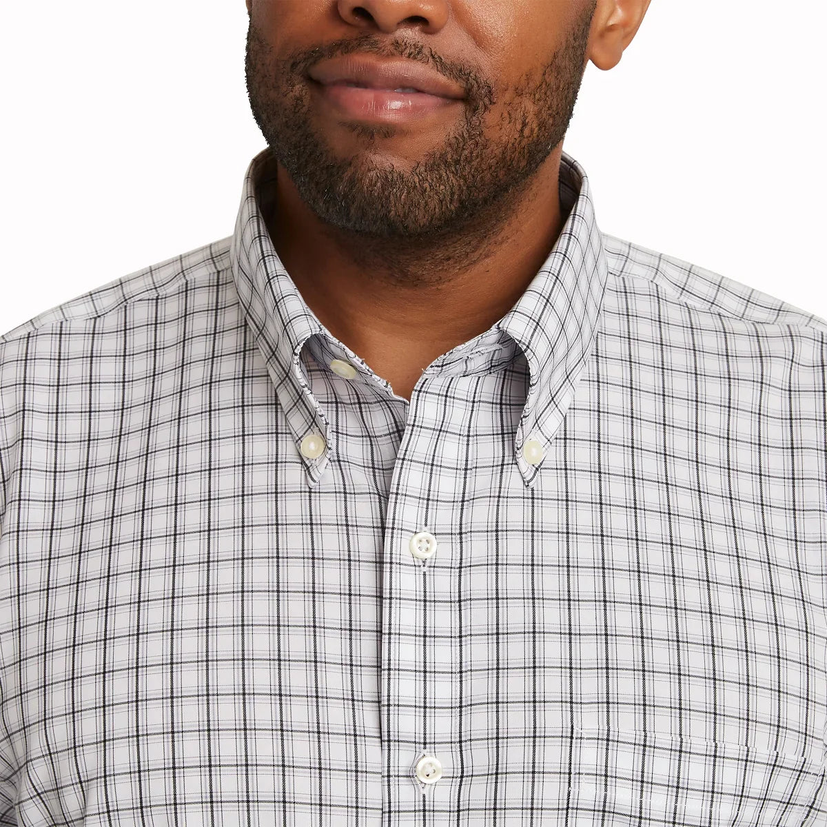Kirkland Signature Men’s Traditional Fit Dress Shirt, Black Gray White Twill Check