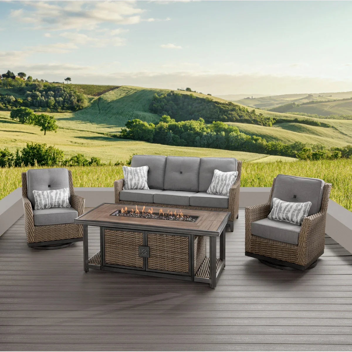 Agio Portland 4-piece Fire Outdoor Seating Set