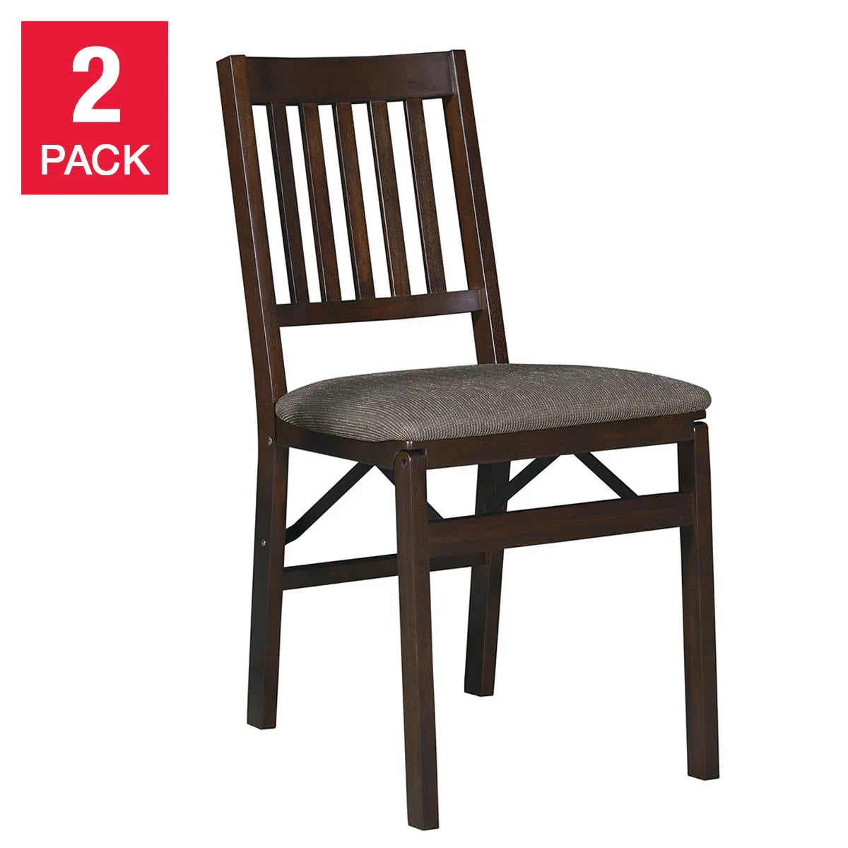 Stakmore Wood Upholstered Folding Chair, 2-pack