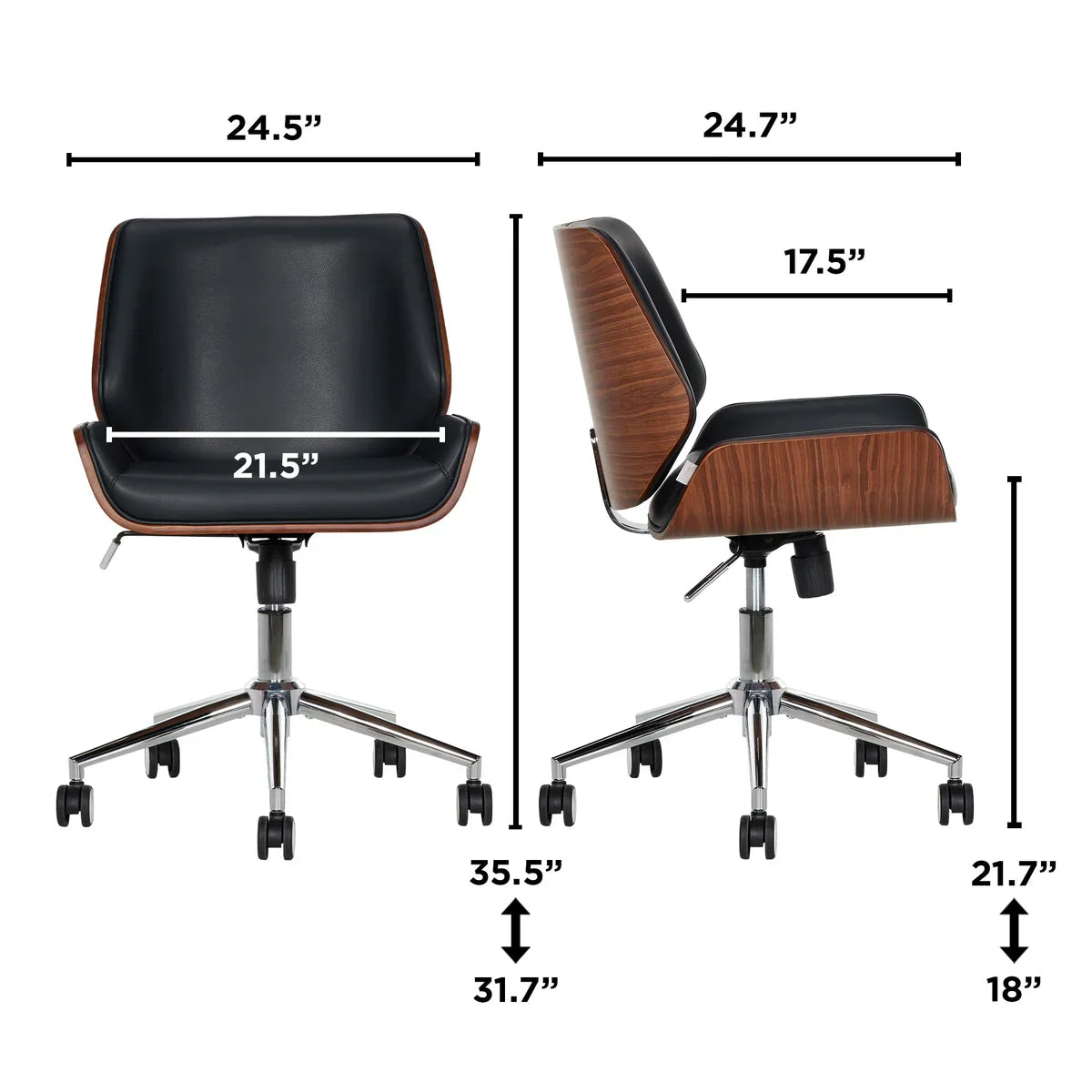 Ciara Bentwood Walnut Veneer Frame Office Chair