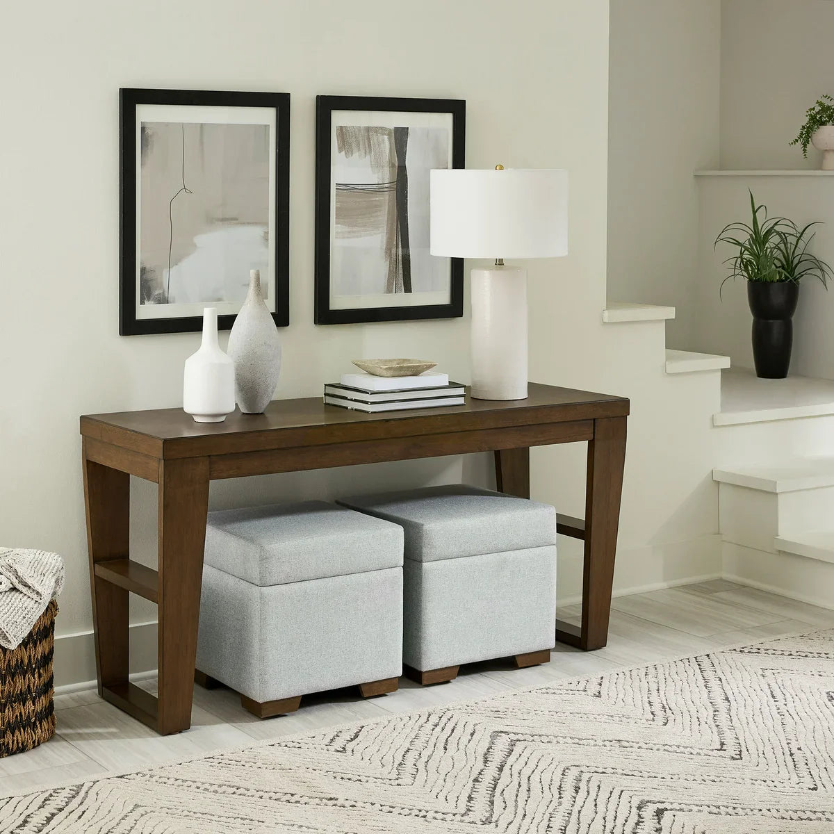 Elena Sofa Table & Two Ottomans
