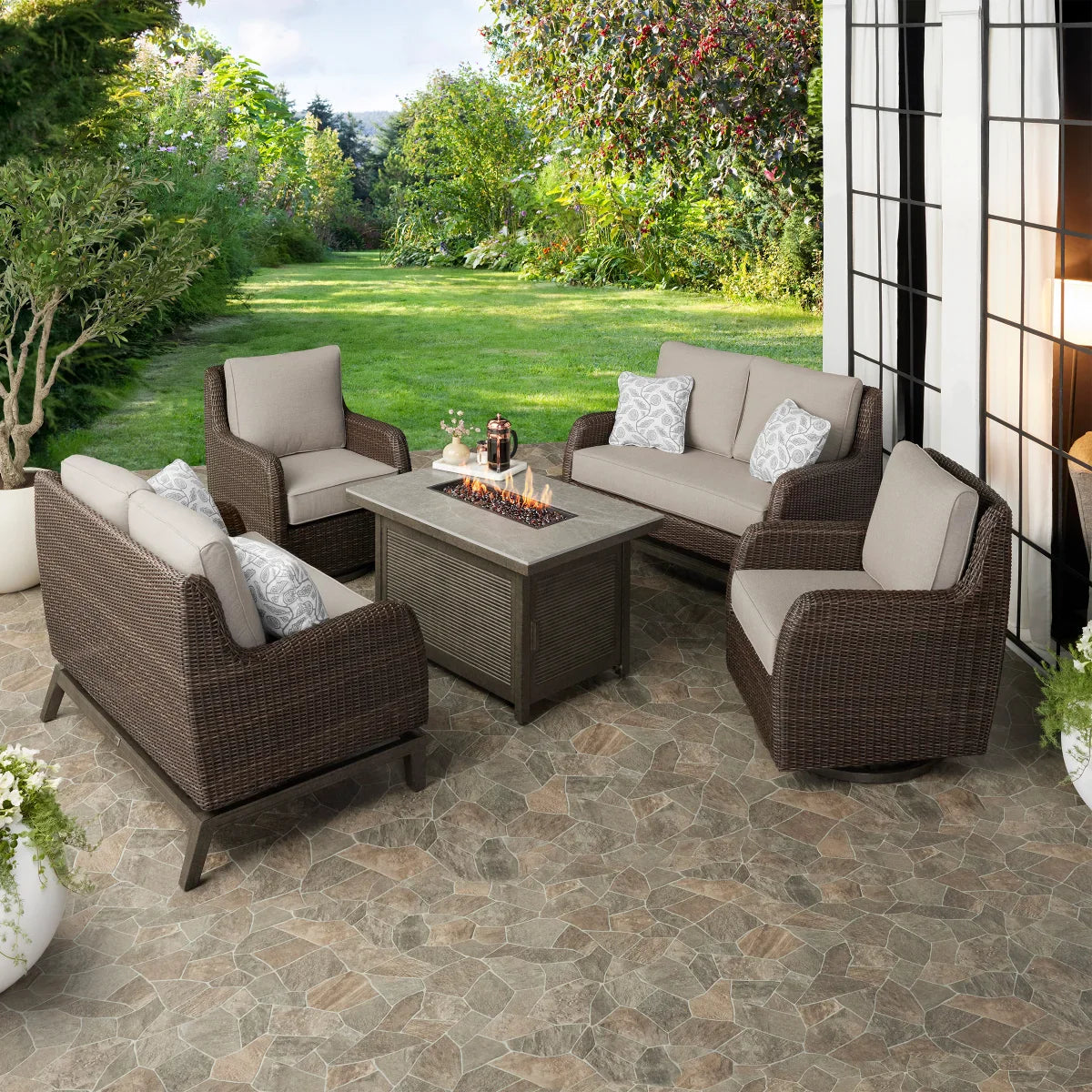 Oakland 5-piece Fire Outdoor Seating Set