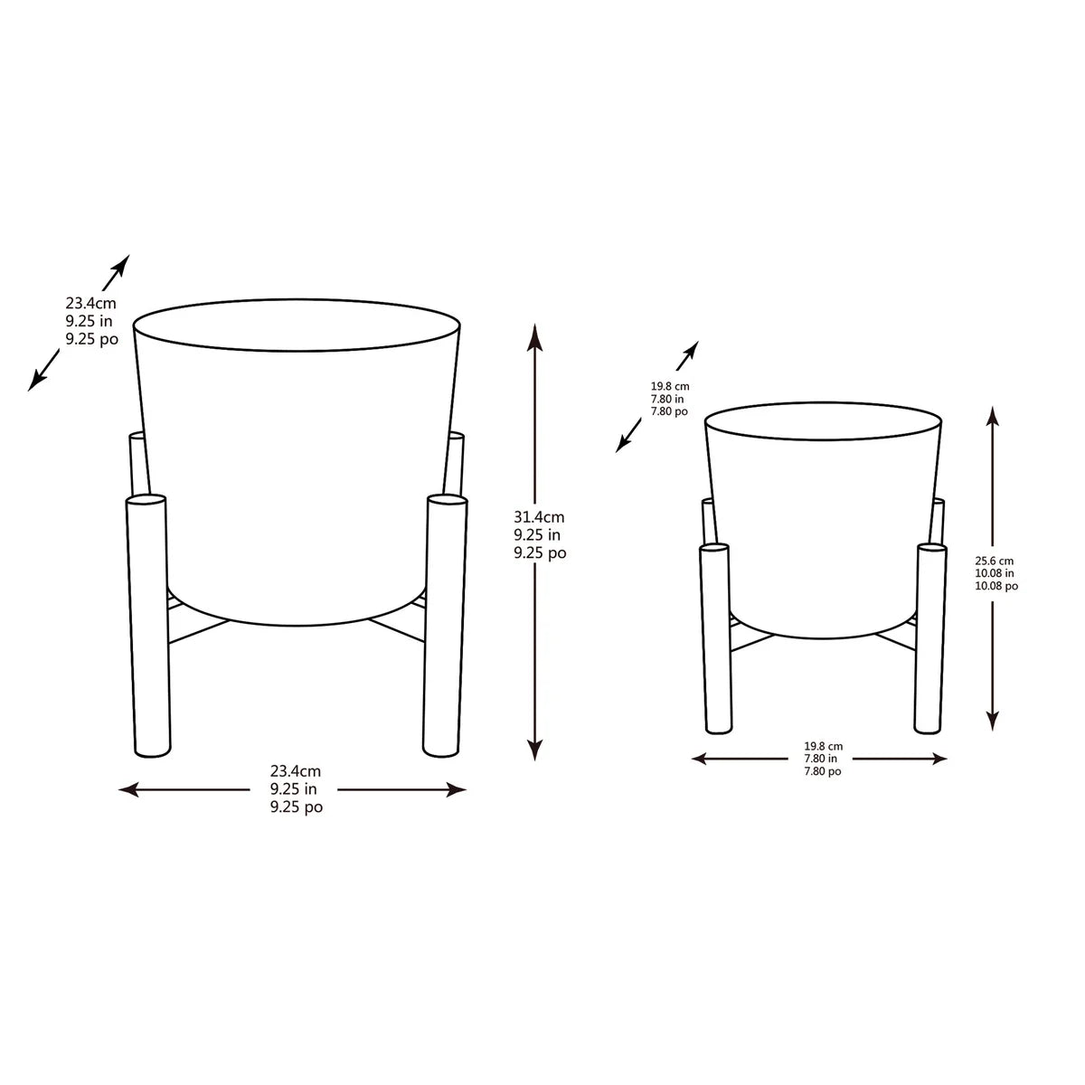 Ceramic Planters with Bamboo Stands, 2-pack