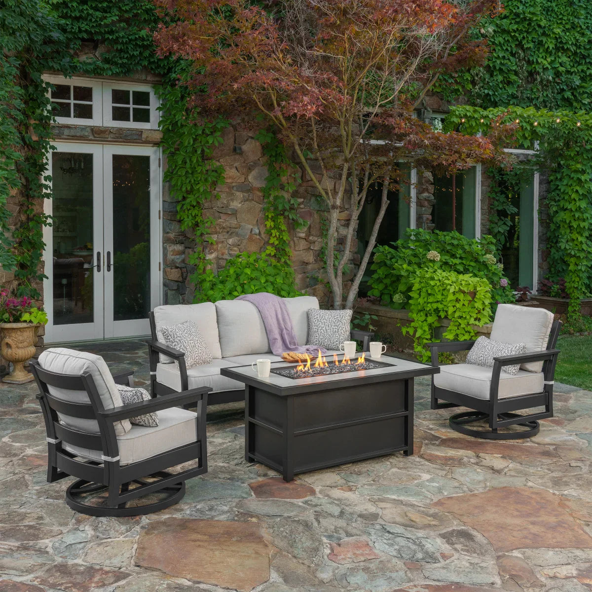 SunVilla Fairchild 4-piece Fire Outdoor Patio Seating Set