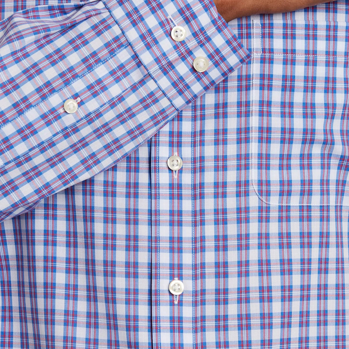 Kirkland Signature Men’s Traditional Fit Dress Shirt, Red Blue Check