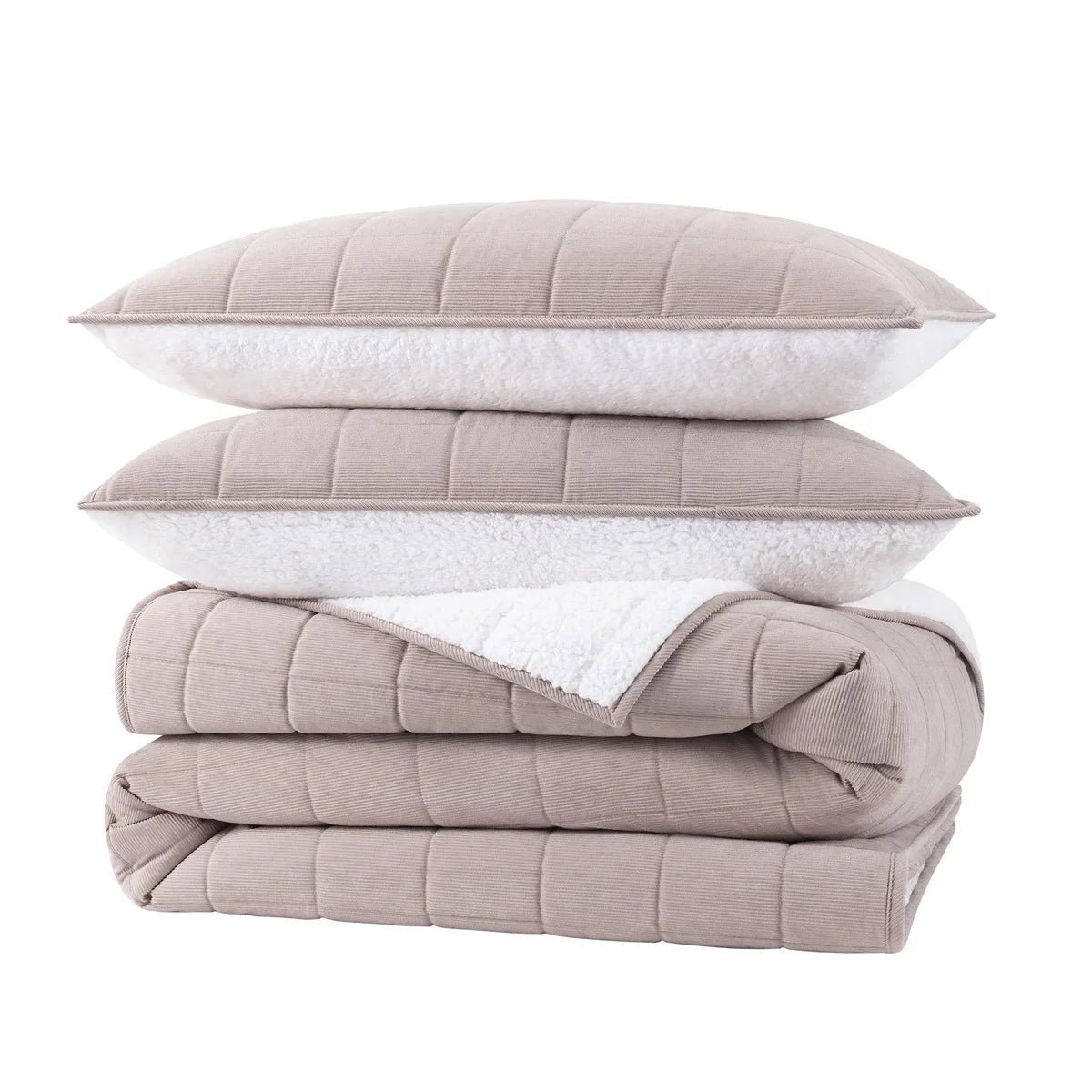 Charisma 3-piece Corduroy and Sherpa Fleece Quilt Set
