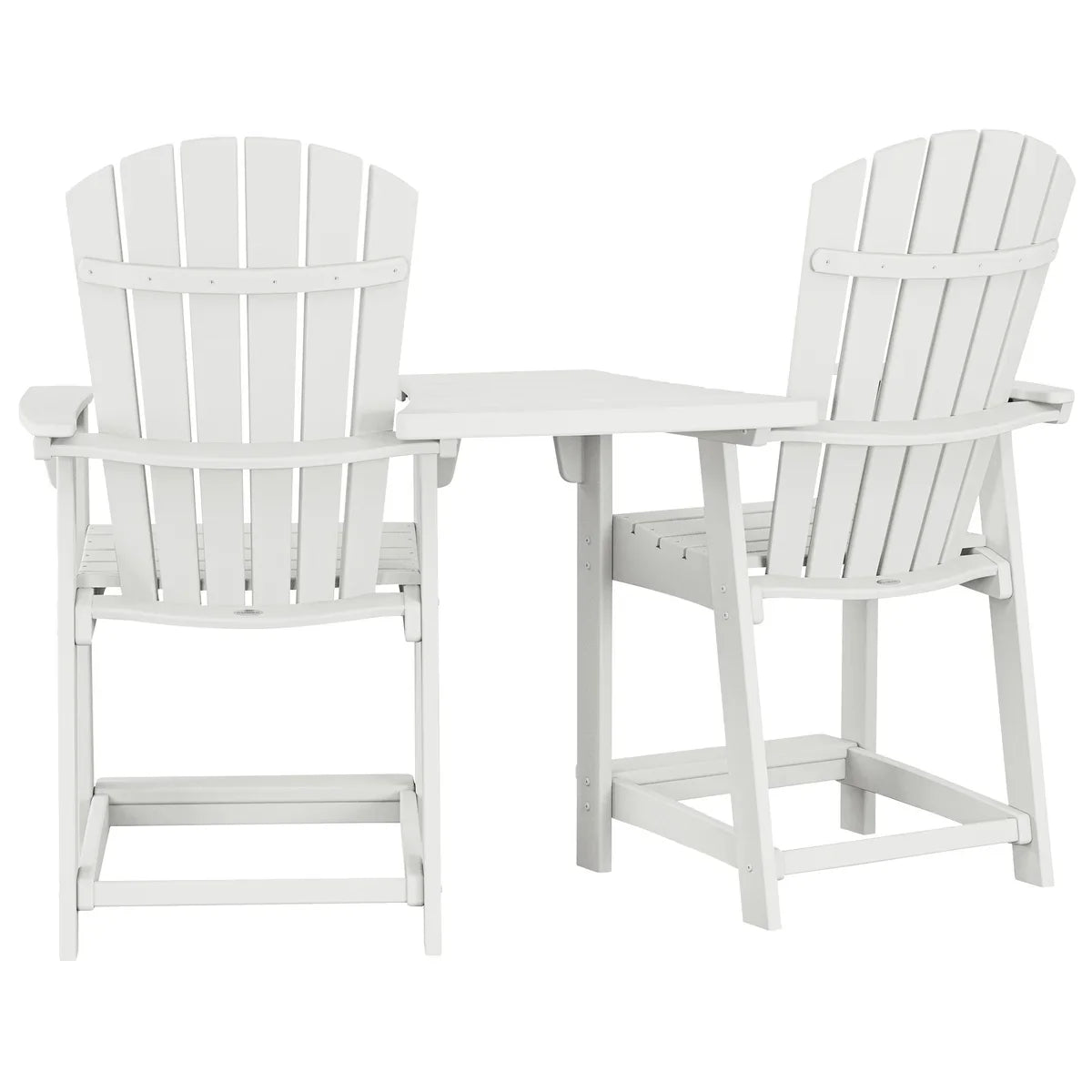 Polywood Portside 3-piece Shellback Counter Chair Set with Connecting Table