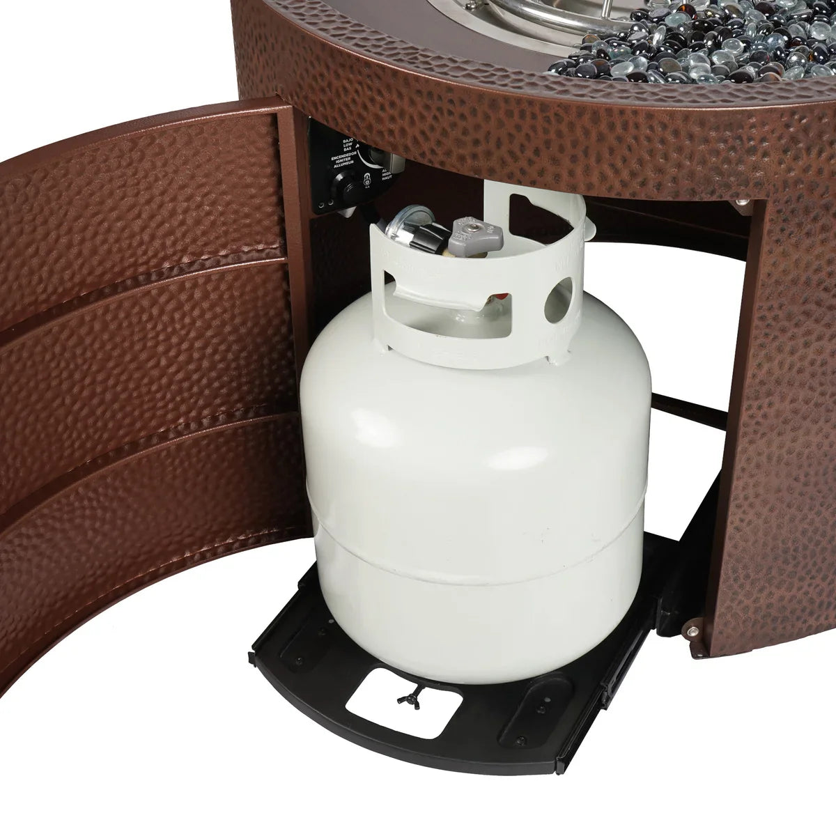 FlamePro Hammertone Finish Gas Fire Pit with Lid