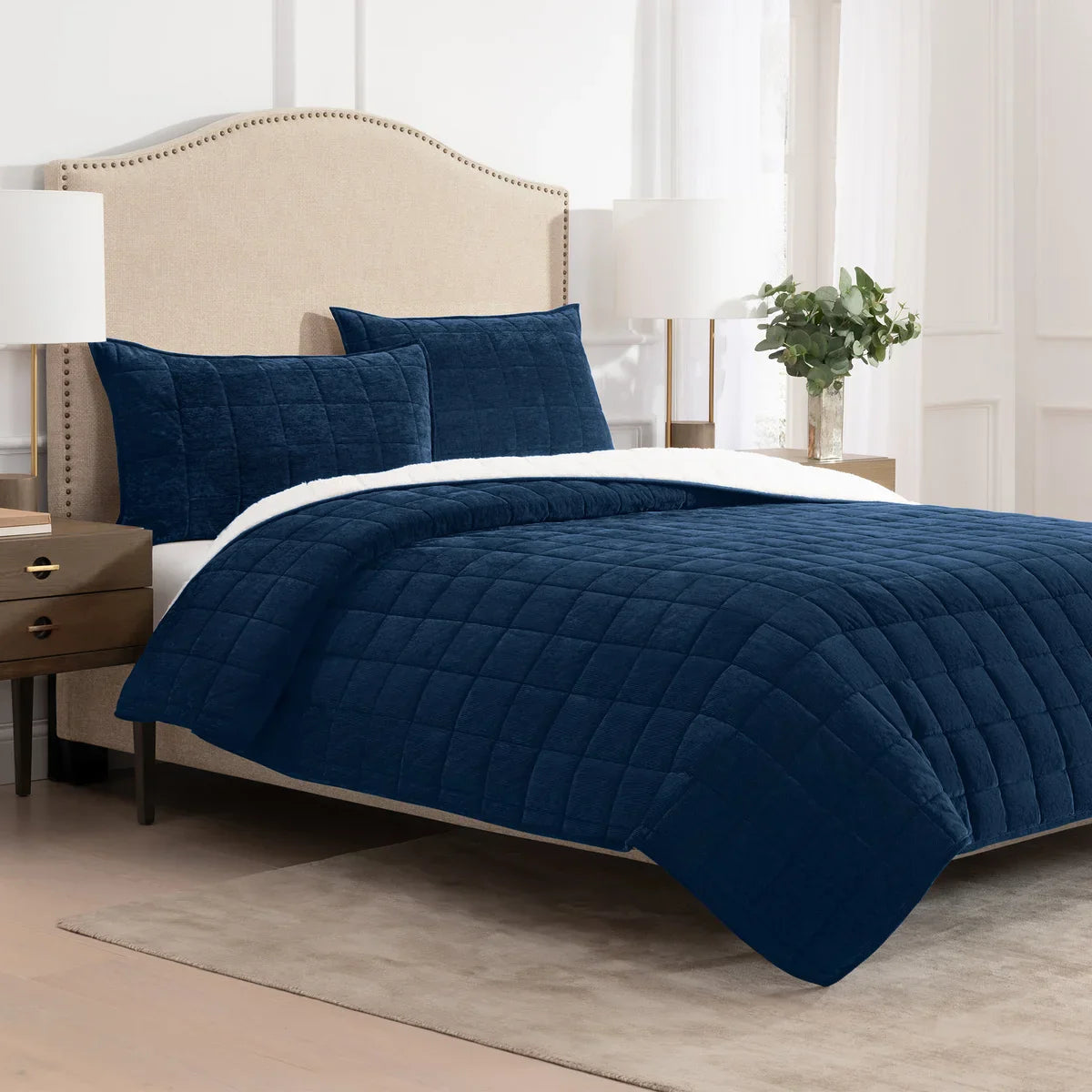 Charisma 3-piece Corduroy and Sherpa Fleece Quilt Set
