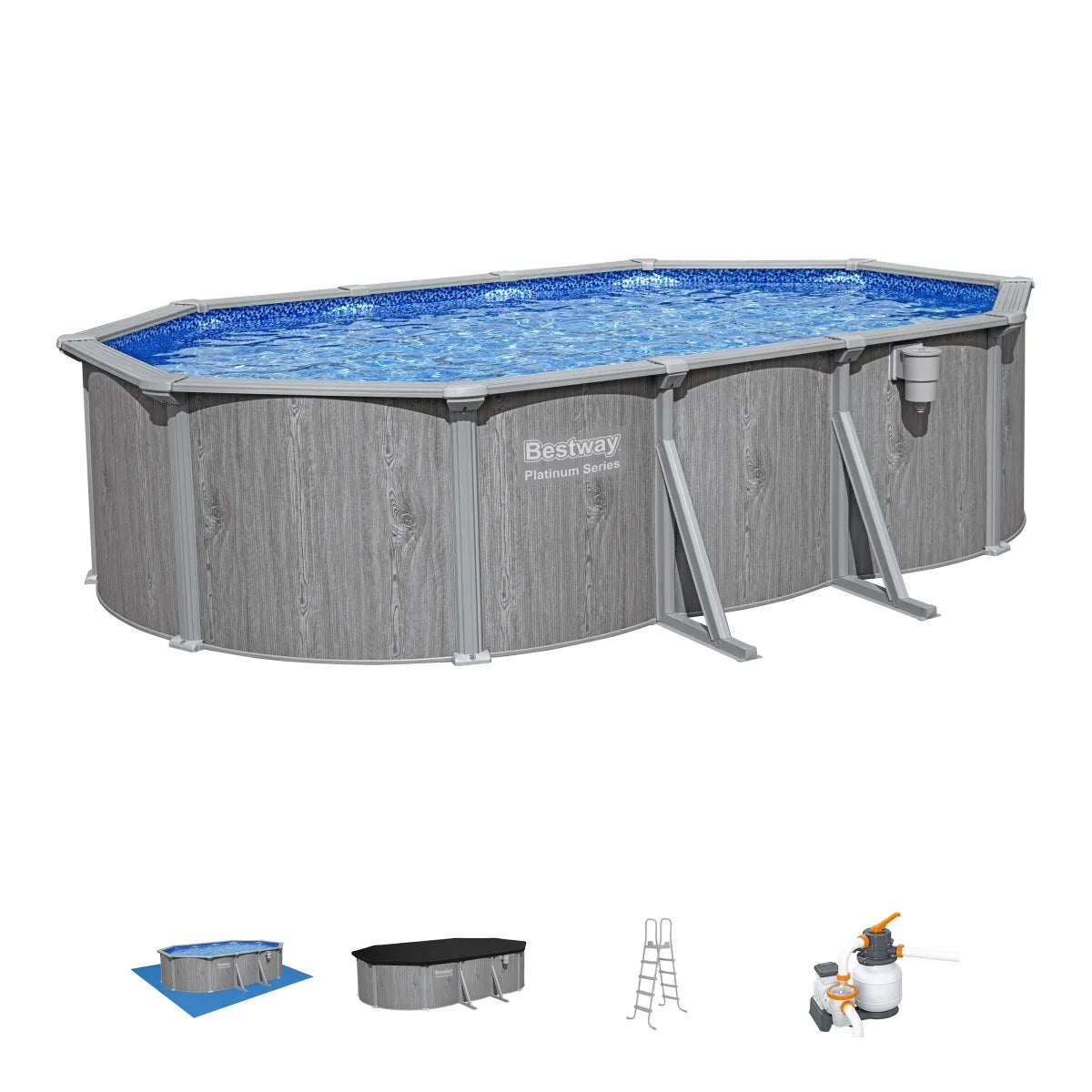 Bestway Hydrium Steel Wall 18' x 12' x 52" Above Ground Oval Pool Set
