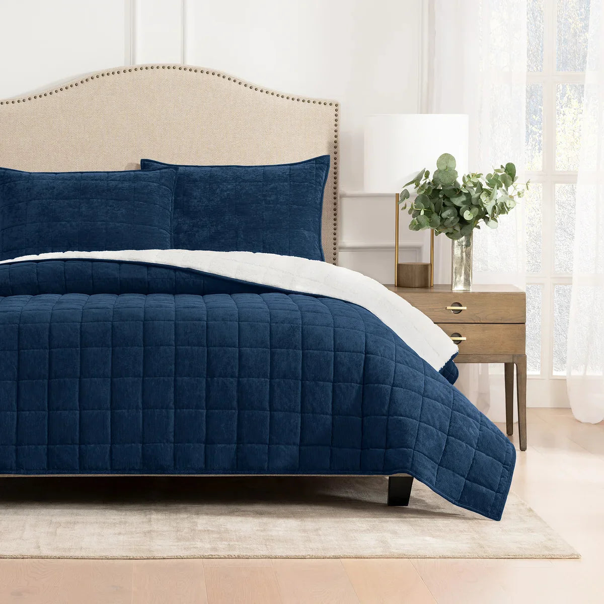 Charisma 3-piece Corduroy and Sherpa Fleece Quilt Set