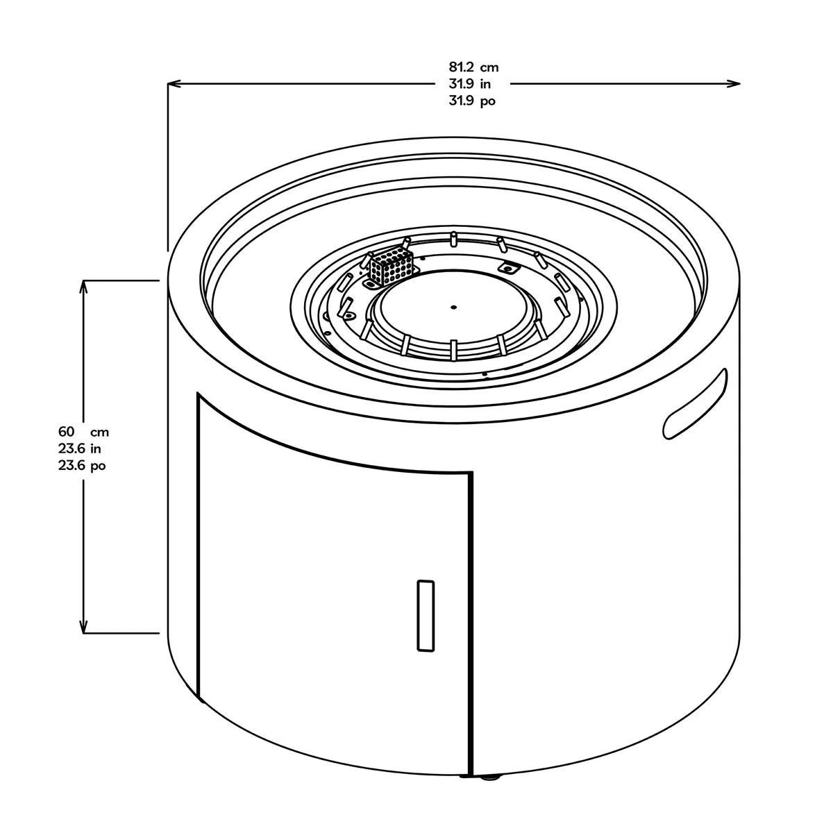 FlamePro Hammertone Finish Gas Fire Pit with Lid