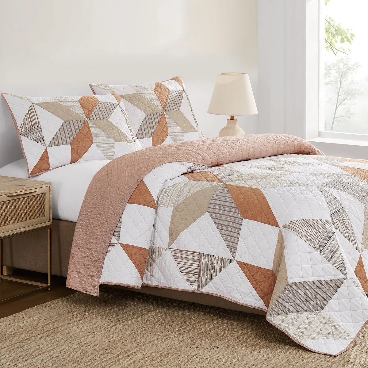 Origami Pieced Modern Patchwork 3-piece Quilt Set