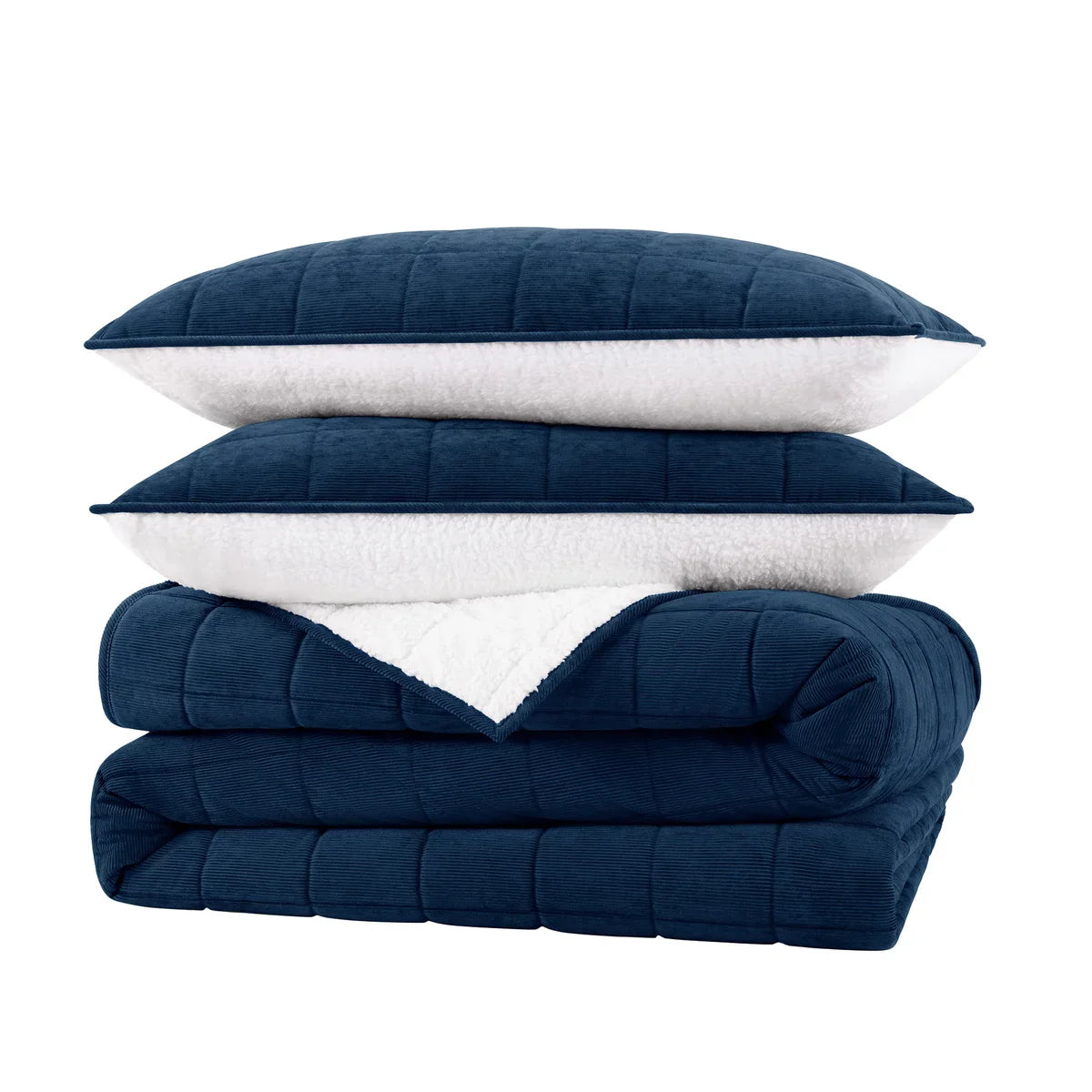 Charisma 3-piece Corduroy and Sherpa Fleece Quilt Set
