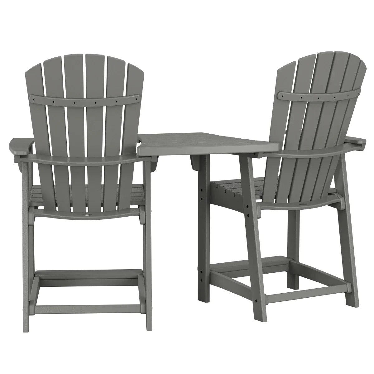Polywood Portside 3-piece Shellback Counter Chair Set with Connecting Table