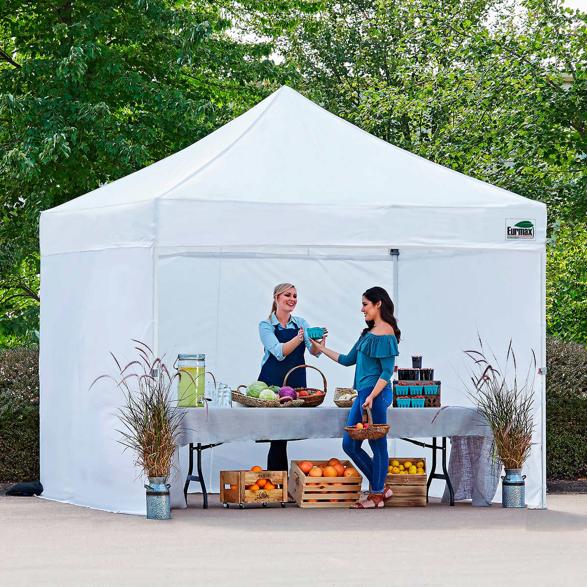 Eurmax Premium 10' x 10' Instant Canopy Tent White with Enclosure Sidewalls